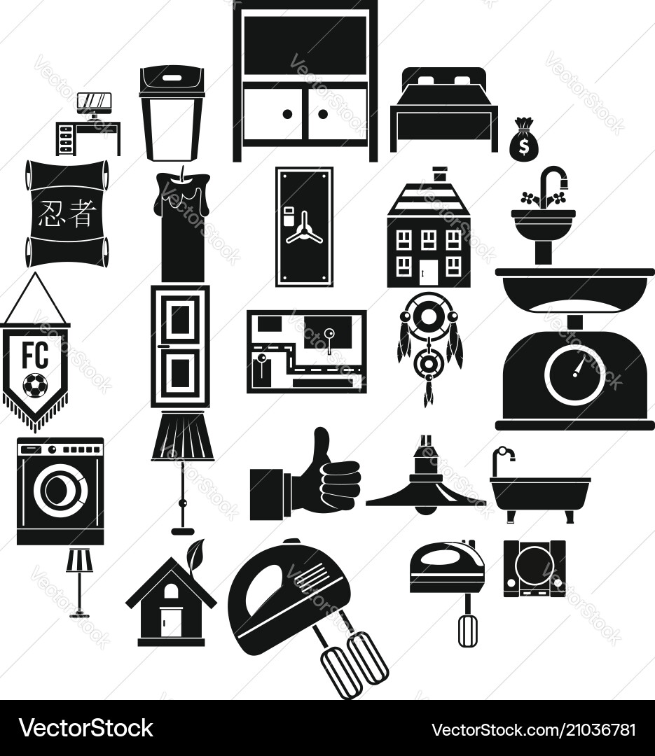 Placement icons set simple style Vector Image
