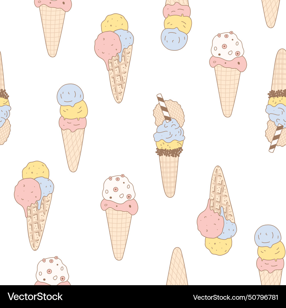 Seamless pattern with different kinds of ice cream Seamless pattern with different kinds of ice cream vector image