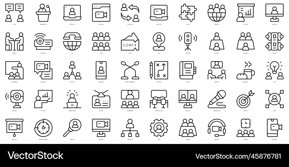 Set of thin line conference icons Royalty Free Vector Image