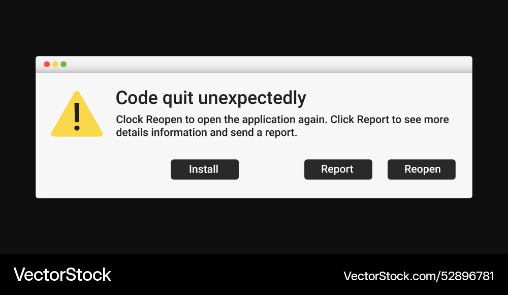Warning message on screen in modern style error vector image