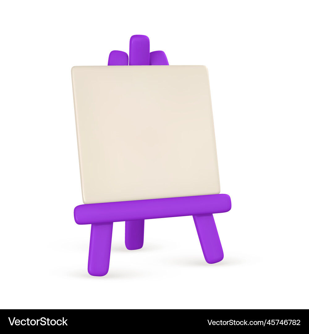 3d realistic easel with empty canvas 3d realistic easel with empty canvas Vector Image