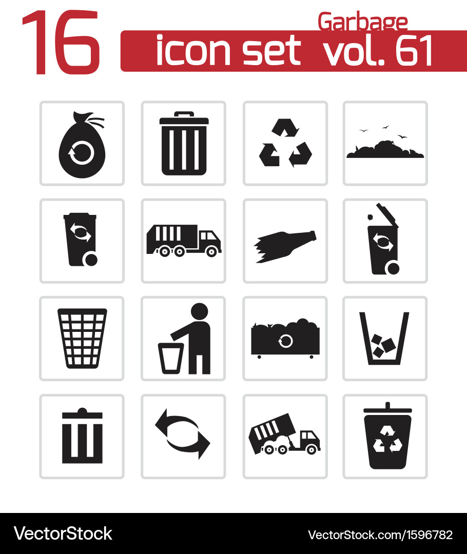 Black Garbage Icons Collection – Royalty-Free Vector | VectorStock
