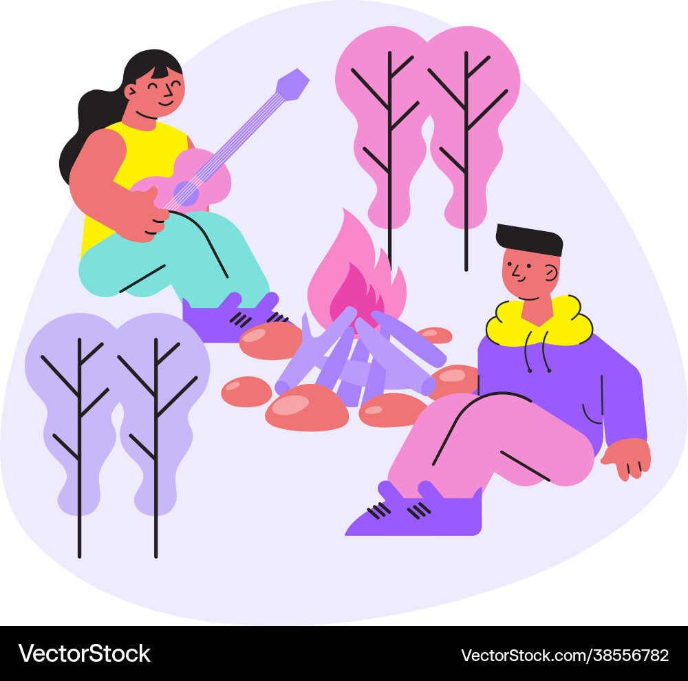 Camp flat composition Camp flat composition vector image