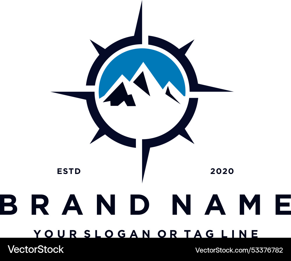 Creative mountain compass logo design concept Vector Image