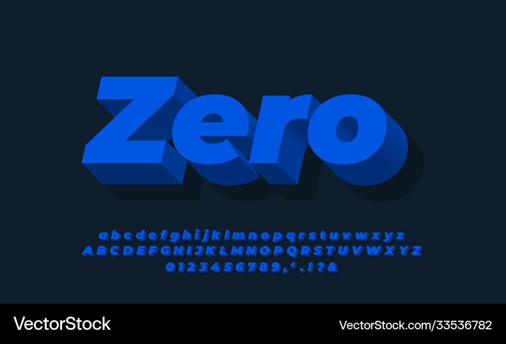 Dark blue 3d text effect or font design Vector Image
