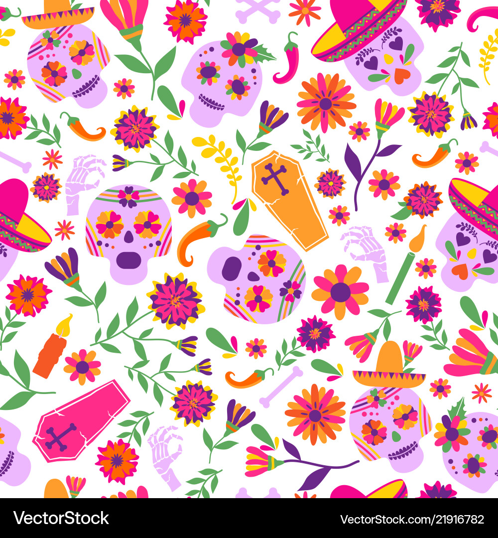 Dia de Muertos Pattern Vector Image