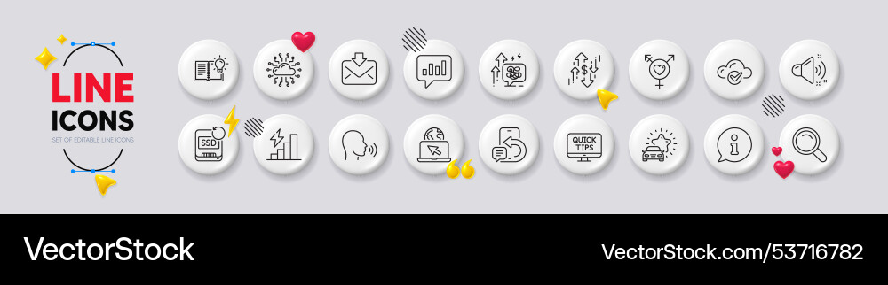 Genders incoming mail and web tutorials line Genders incoming mail and web tutorials line vector image
