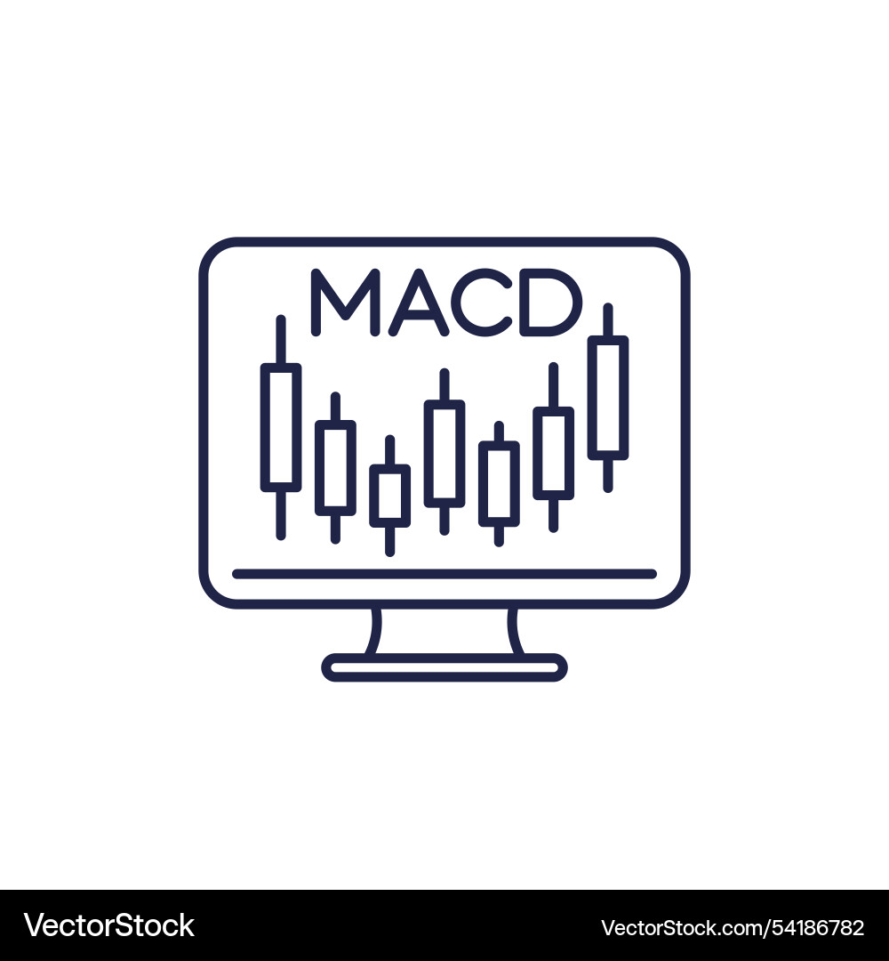 Macd indicator line icon with candlestick chart vector image