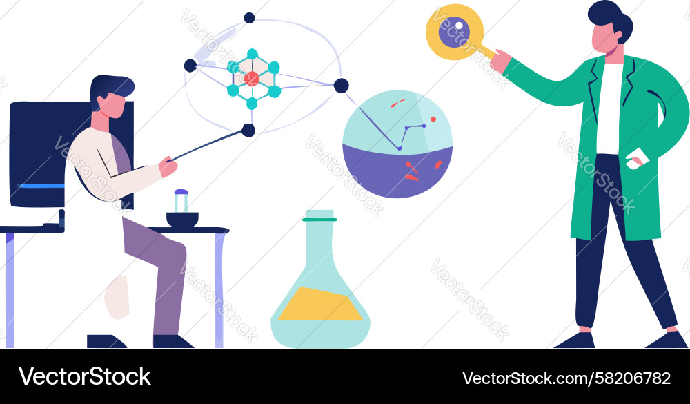 Scientist Lab Experiment Flasks Vector Image