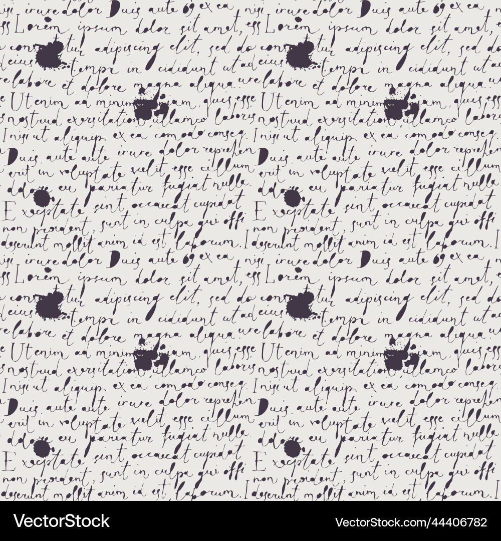 Seamless pattern with handwritten text and ink Seamless pattern with handwritten text and ink vector image