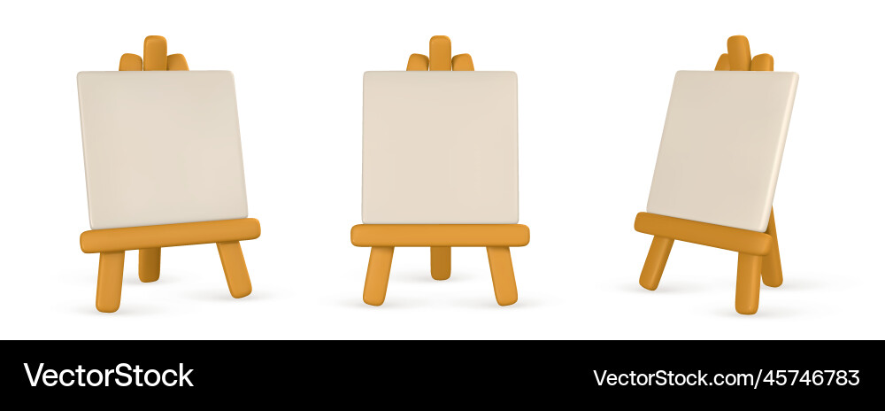 3d realistic easel with empty canvas Vector Image