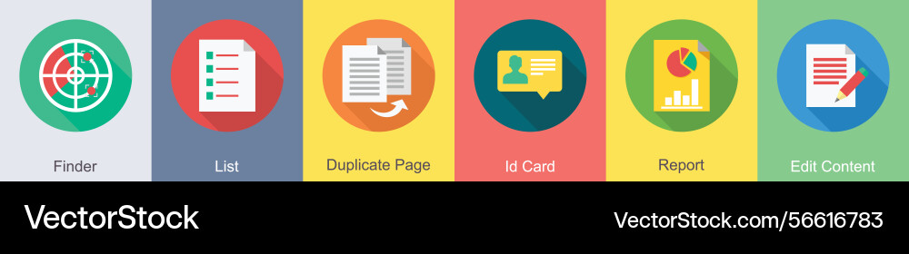 A set of 6 seo icons as finder list duplicate vector image
