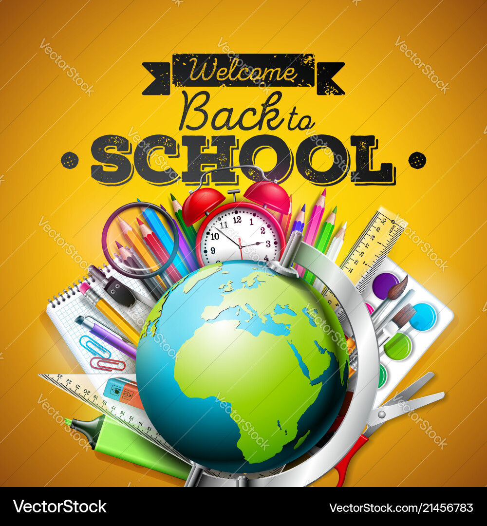 Back to school design with colorful pencil eraser Back to school design with colorful pencil eraser vector image