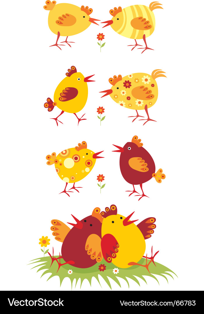 Cute Cartoon Chickens vector image