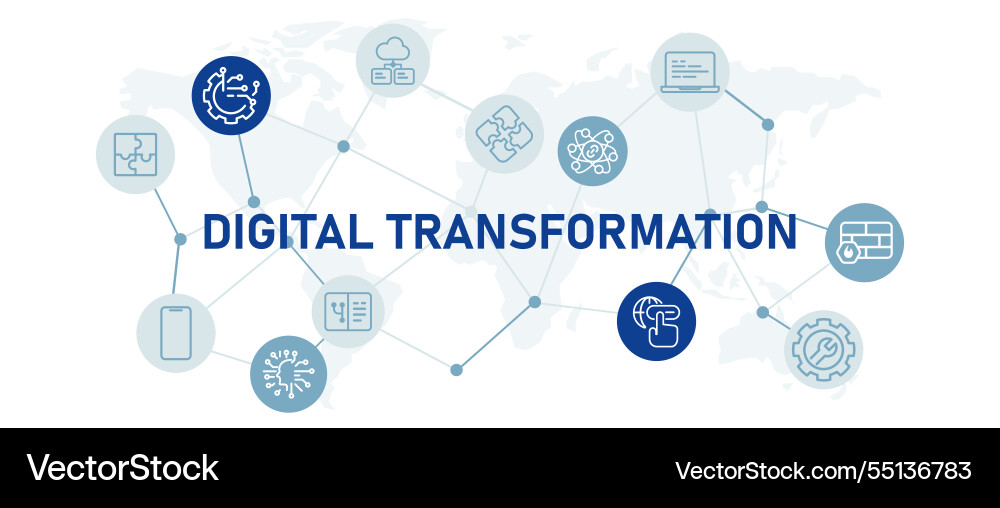 Digital transformation icon set data performance Digital transformation icon set data performance vector image