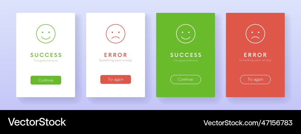 Erfolg und Fehlermeldung ui banner design happy Erfolg und Fehlermeldung ui banner design happy vektorbild