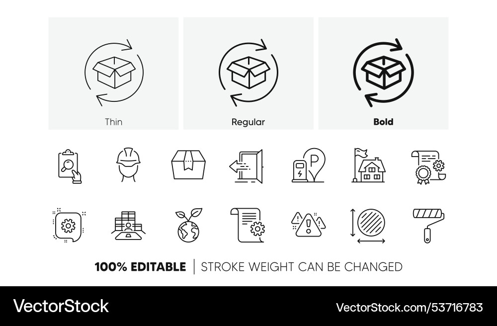 Foreman warning and cogwheel line icons for web Foreman warning and cogwheel line icons for web Vector Image