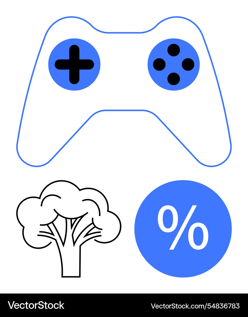 Game controller with tree and percentage symbol Vector Image