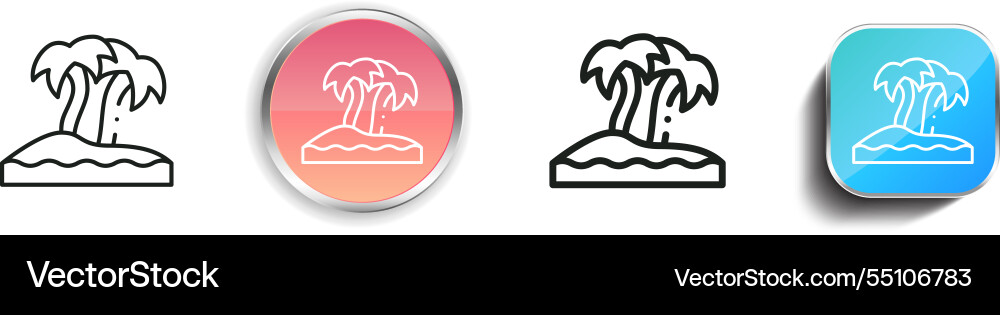 Island icon thin linear regular and button style Island icon thin linear regular and button style Vector Image