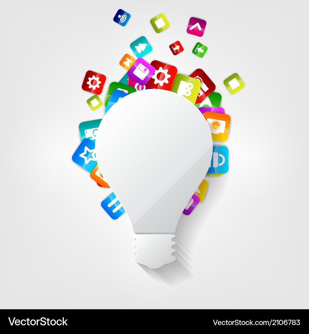 Light bulb icon application button Vector Image