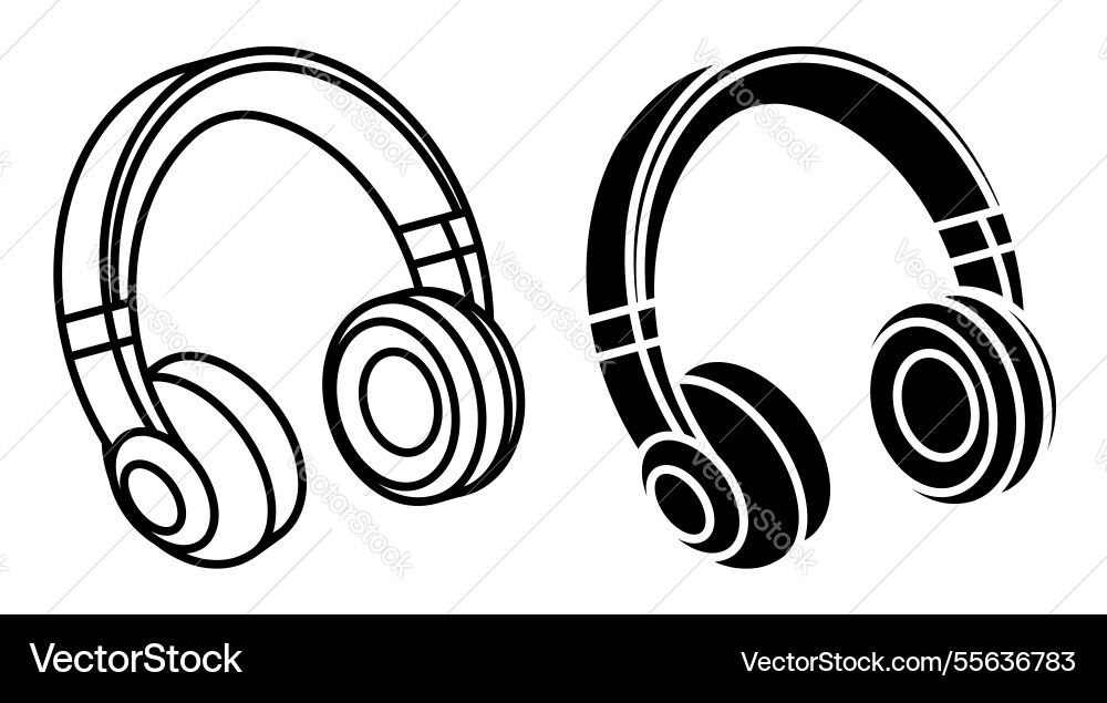 Linear icon isometric wireless over ear Royalty Free Vector