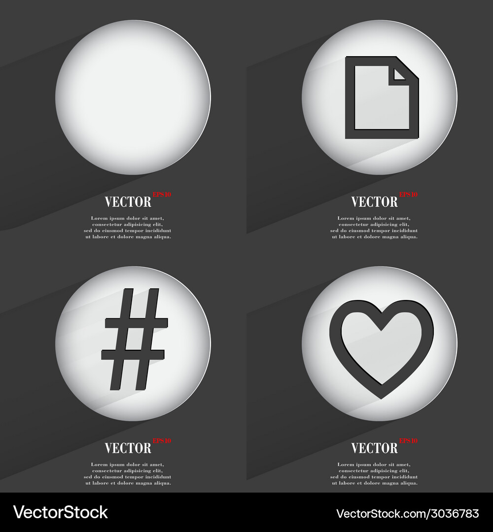 Set of 4 flat buttons icons with shadows Vector Image