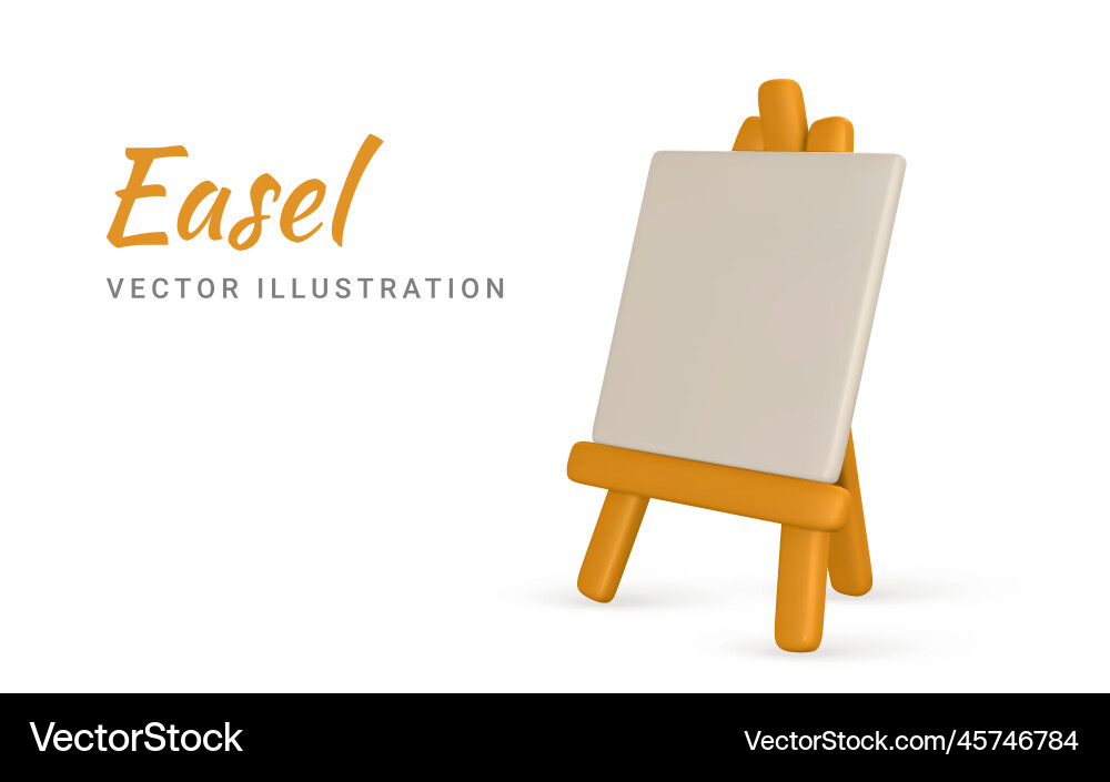 3d realistic easel with empty canvas 3d realistic easel with empty canvas vector image