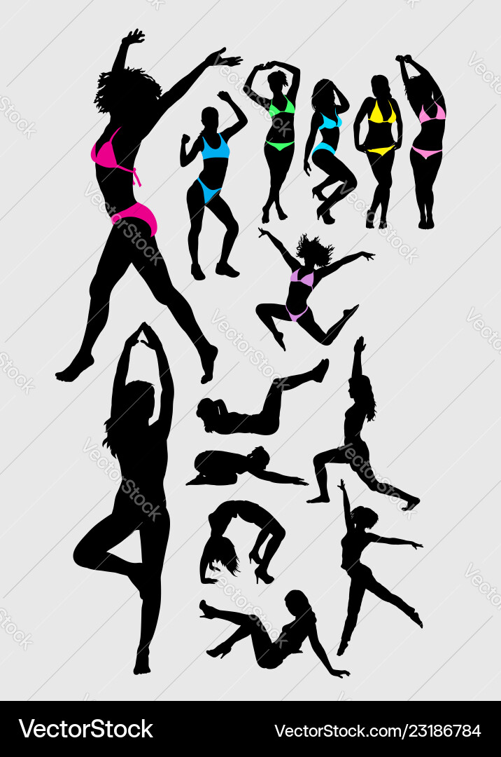 Female Silhouettes - Fitness & Dance vector image