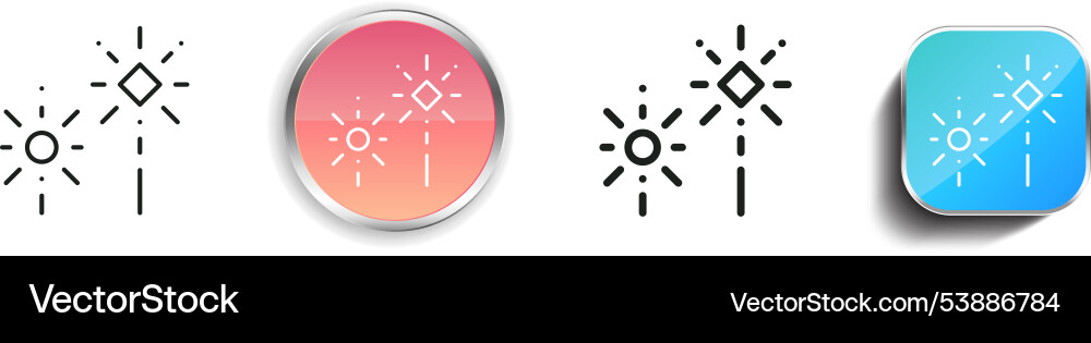 Fireworks icon thin linear regular and button Vector Image