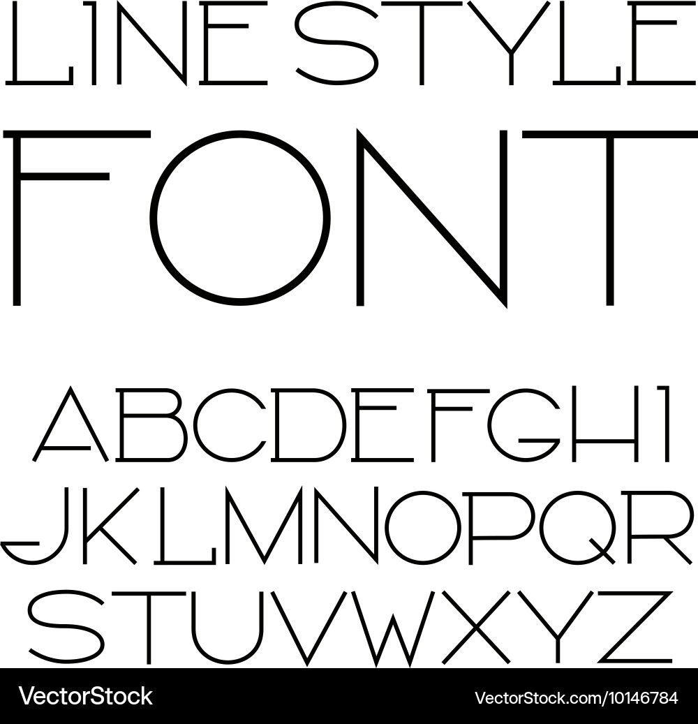 Linear font - simple and minimalistic vector image