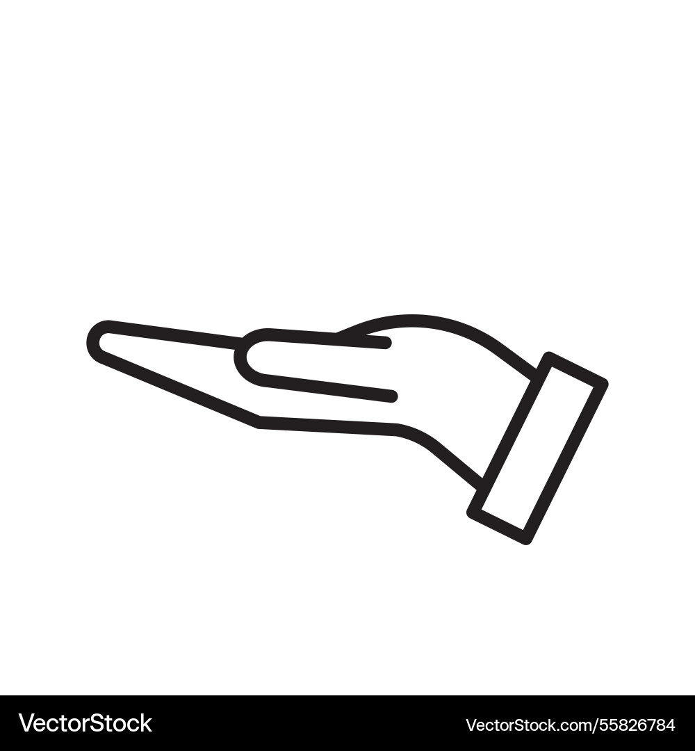 Minimal palm outline open hand symbol generous Vector Image