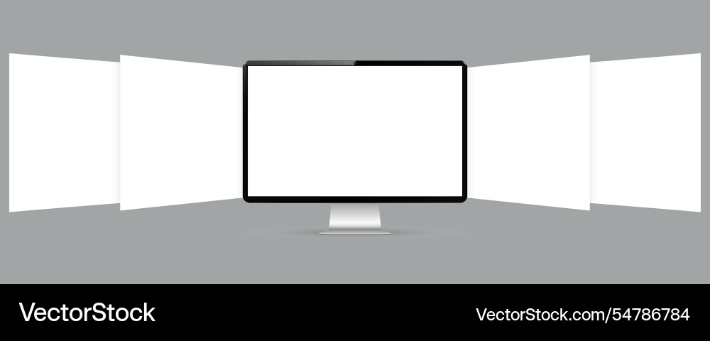 Realistic computer screen mockup with blank Realistic computer screen mockup with blank vector image