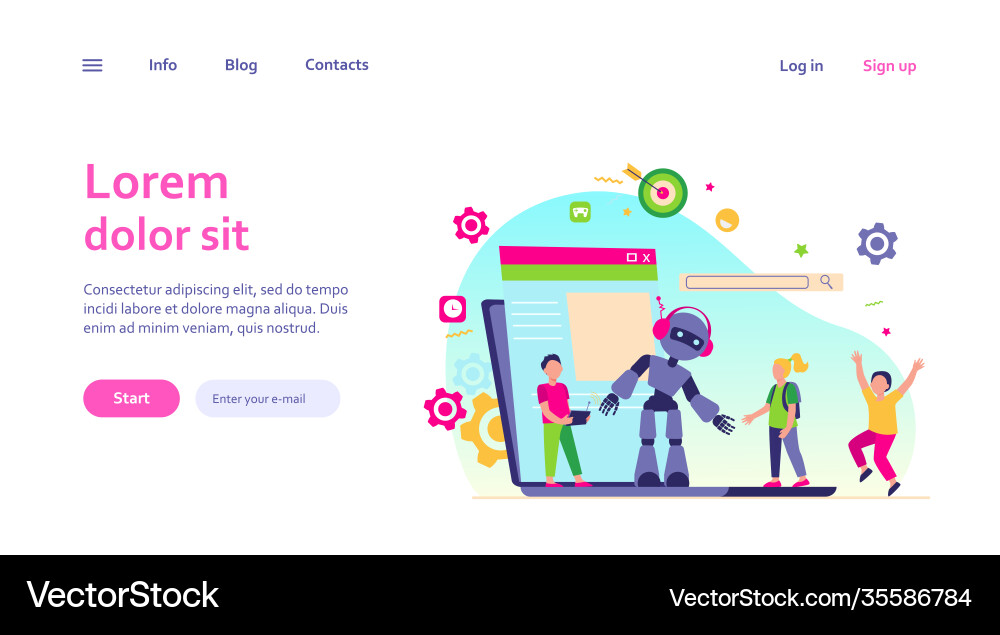School activity and robotics class concept vector image
