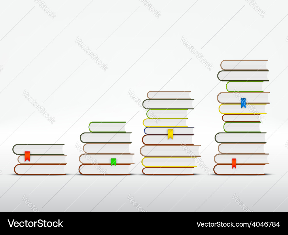 Stacks of books are in the form a graph vector image