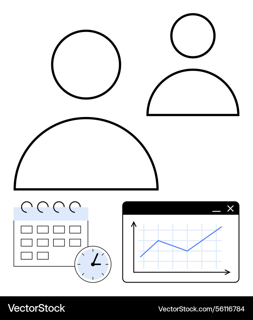 Teamwork and planning with scheduling Teamwork and planning with scheduling vector image