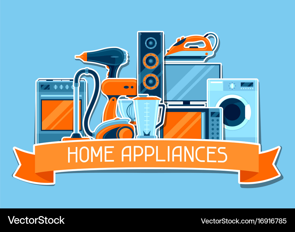 Background with home appliances household items – Royalty-Free Vector |  VectorStock, image size:1000x787