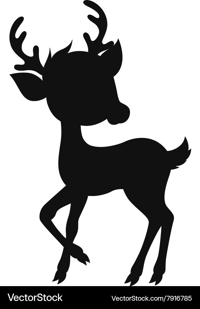 Cartoon Reindeer Silhouette Vector Image