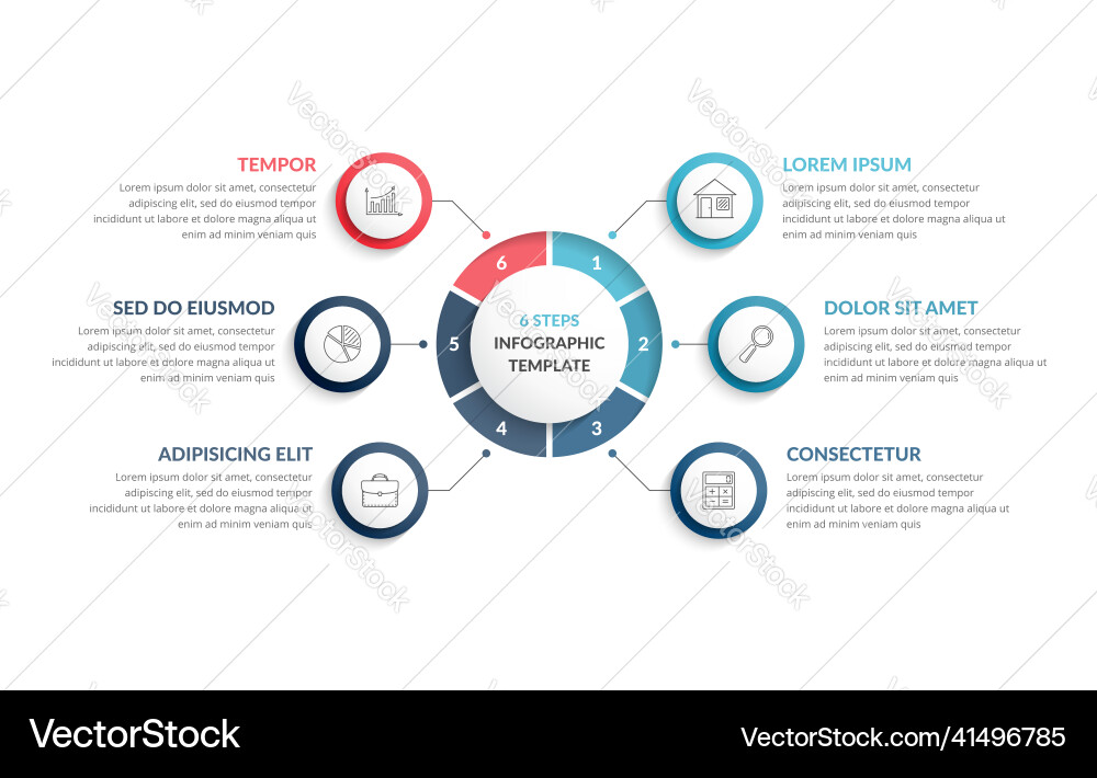 Circle infographics - six elements Circle infographics - six elements vector image