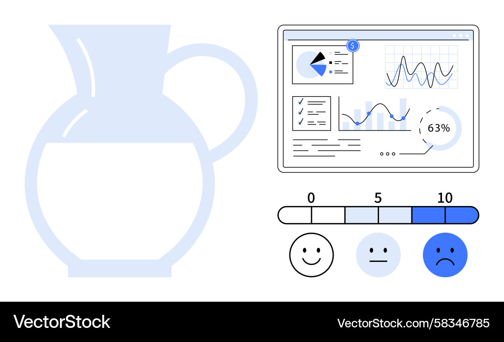 Data Analysis Dashboard with Satisfaction Vector Image