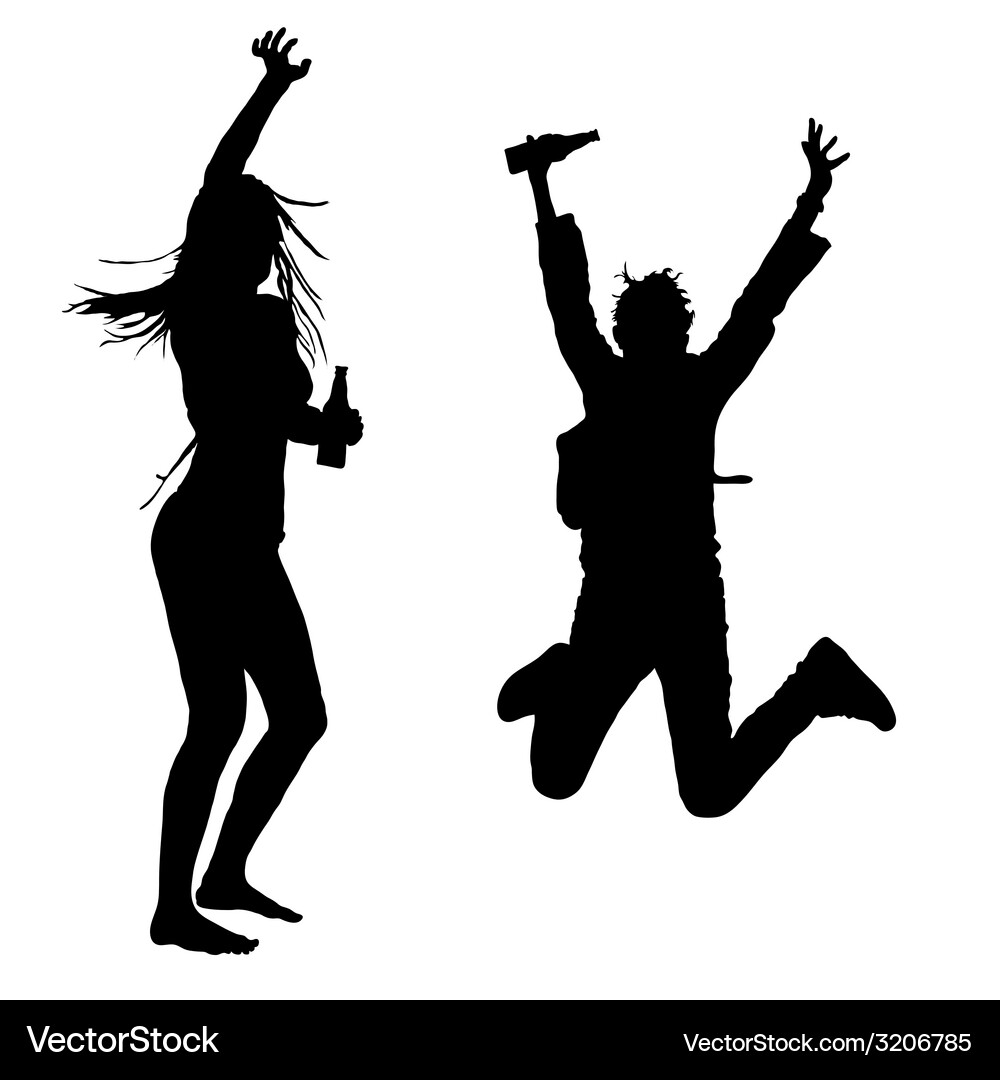 Girls dancing and jumping silhouette – Royalty-Free Vector | VectorStock, image size:1000x1080