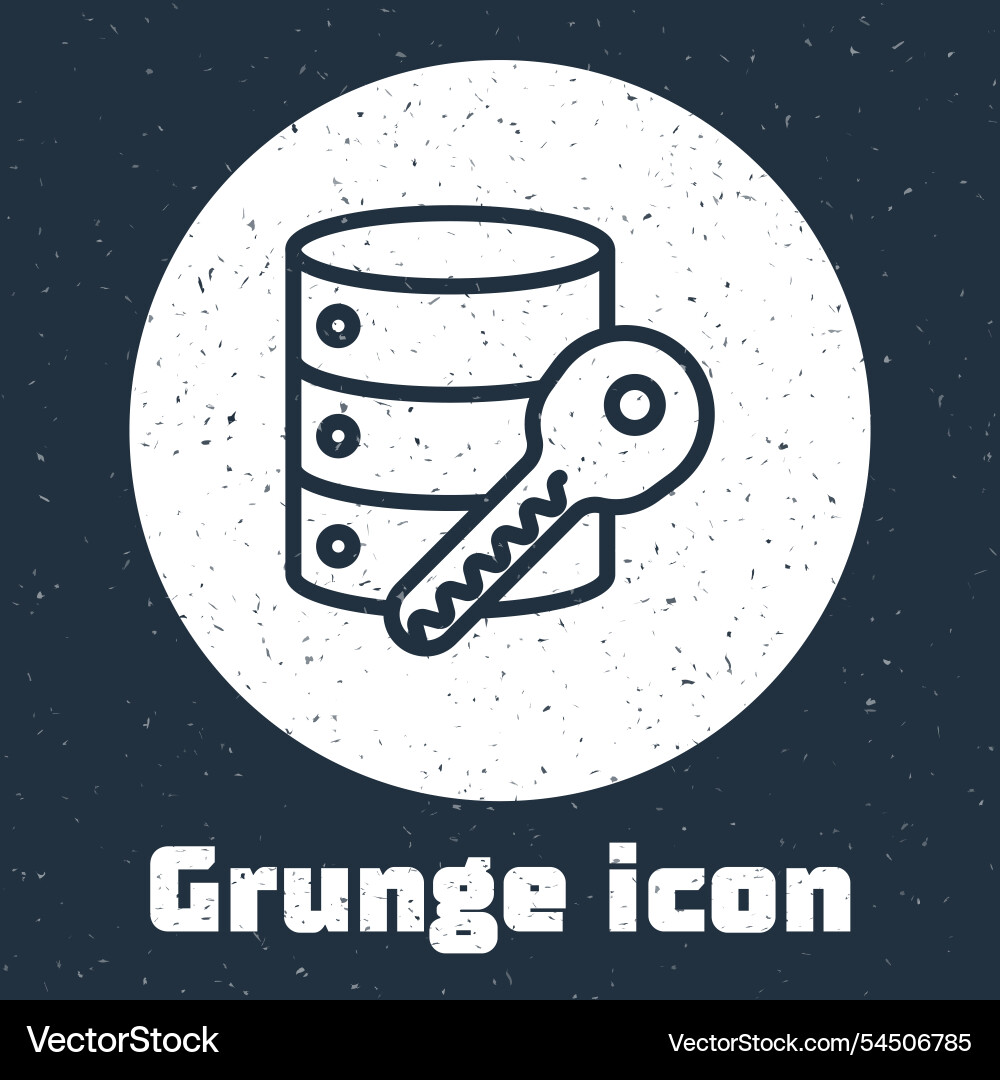 Grunge line server security with key icon Grunge line server security with key icon vector image