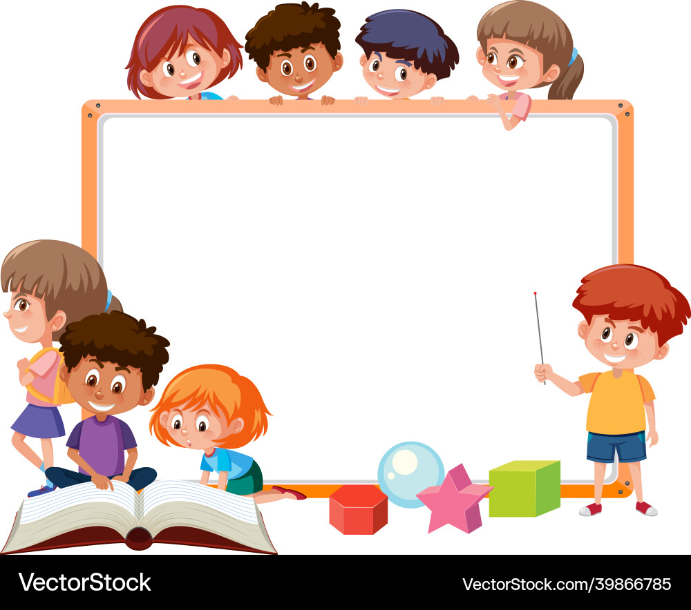 leeres Brett mit vielen Schulkindern Karikatur Leeres Brett mit vielen Schulkindern Karikatur vektorbild