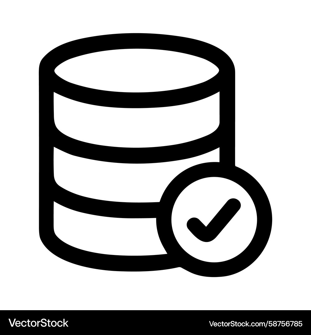 Minimalist Database Checkmark Vector Image