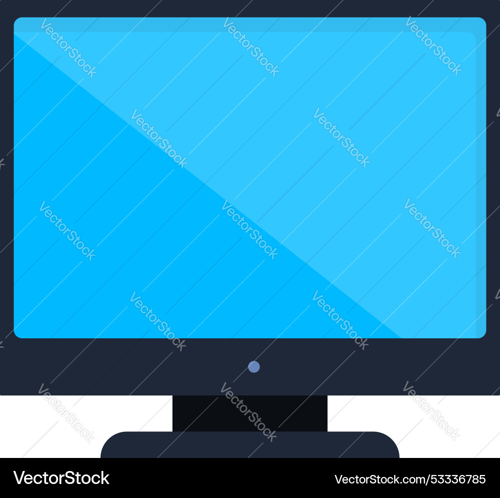 Modern desktop computer monitor displaying blue Modern desktop computer monitor displaying blue vector image