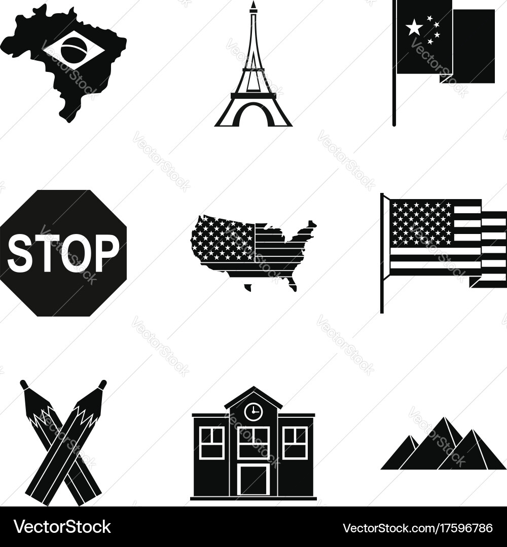 Mapping icons set simple style Vector Image