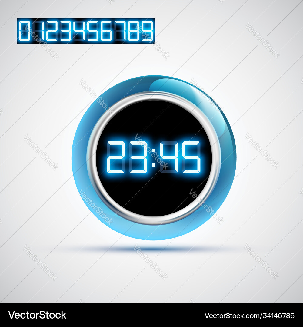 Modern watch dial timer with glowing numbers vector image