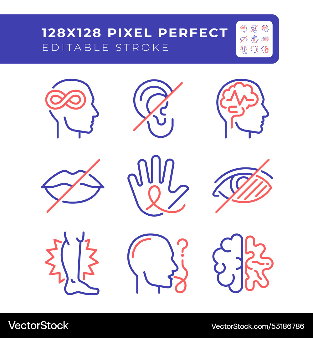 People with perception disorders two color line People with perception disorders two color line vector image