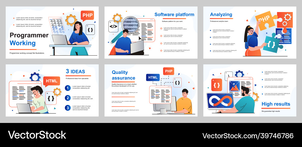 Programmer working concept for presentation slide Programmer working concept for presentation slide vector image