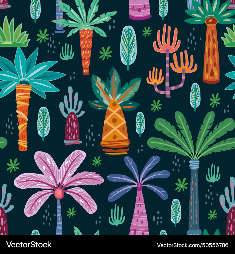 Seamless pattern with abstract decorative palms Vector Image
