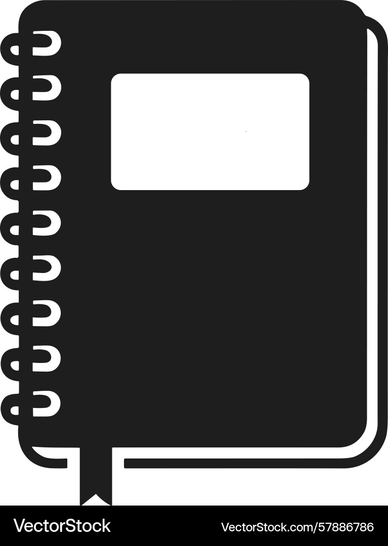 Silhouette of spiral bound notebook with label Vector Image